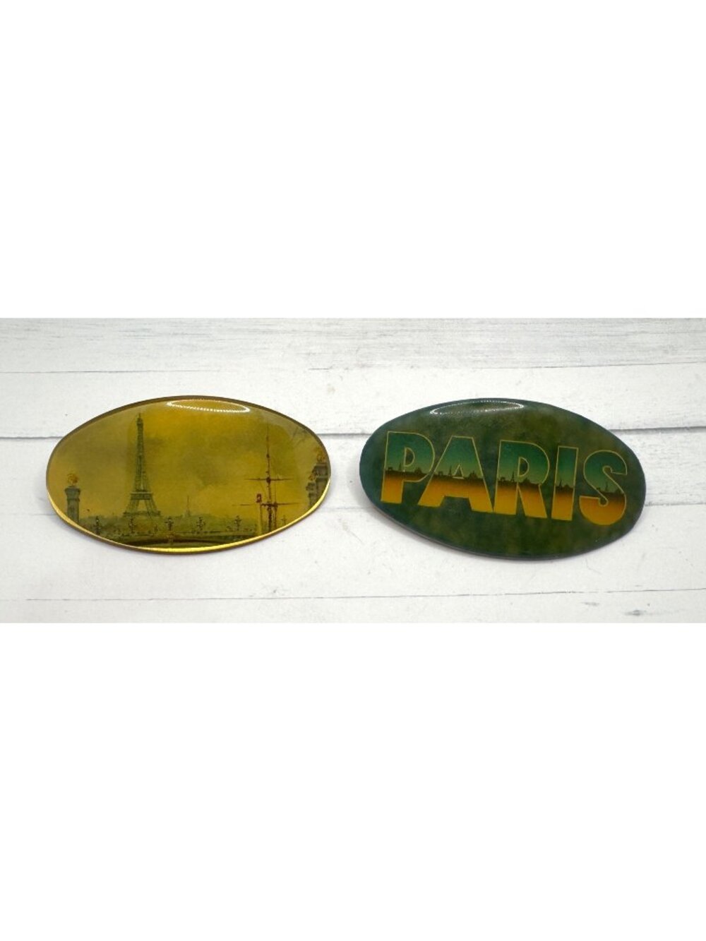 Vintage Paris-Themed Oval Hair Barrettes